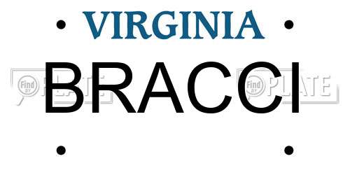BRACCI Virginia License Plate