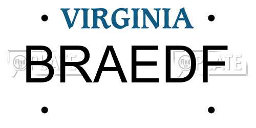 BRAEDF Virginia License Plate
