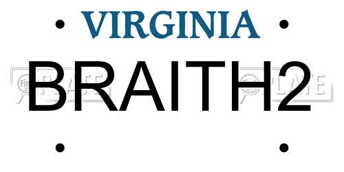 BRAITH2 Virginia License Plate