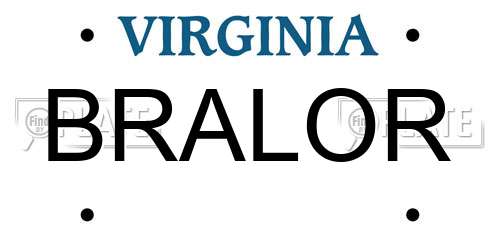 BRALOR Virginia License Plate