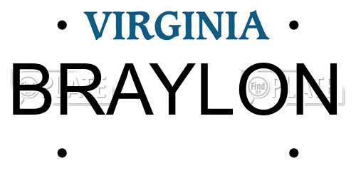 BRAYLON Virginia License Plate