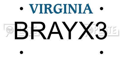 BRAYX3 Virginia License Plate