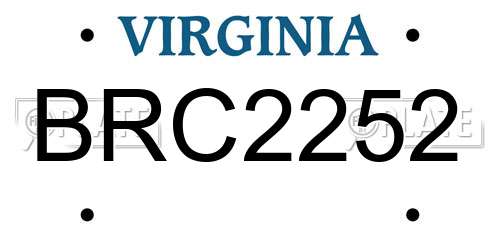 BRC2252 Virginia License Plate