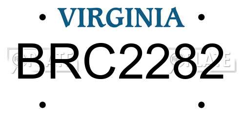 BRC2282 Virginia License Plate