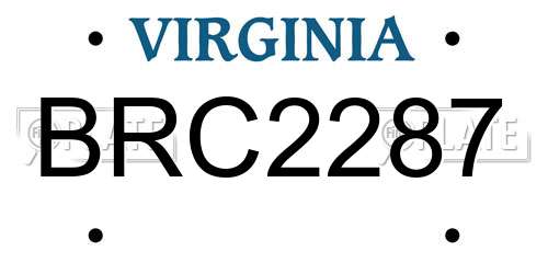 BRC2287 Virginia License Plate