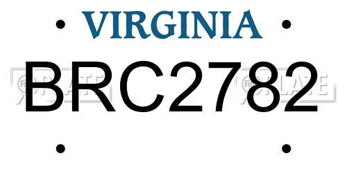 BRC2782 Virginia License Plate