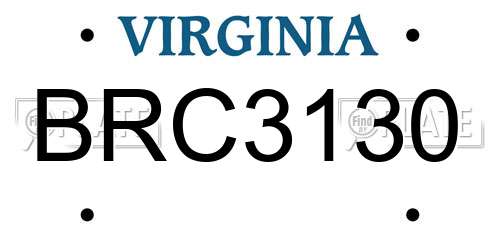 BRC3130 Virginia License Plate