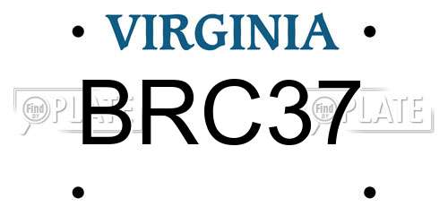 BRC37 Virginia License Plate