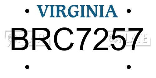 BRC7257 Virginia License Plate