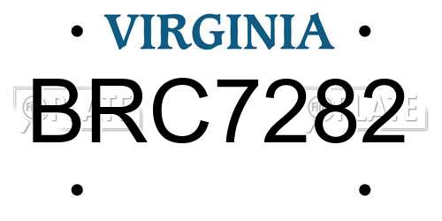BRC7282 Virginia License Plate