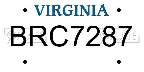 BRC7287 Virginia License Plate