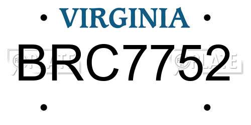 BRC7752 Virginia License Plate