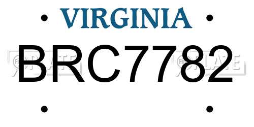 BRC7782 Virginia License Plate