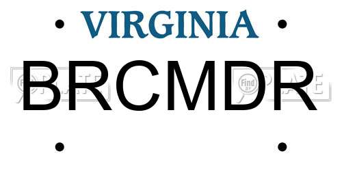 BRCMDR Virginia License Plate