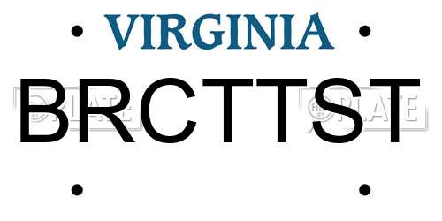 BRCTTST Virginia License Plate