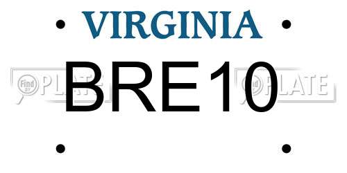 BRE10 Virginia License Plate