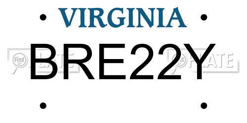 BRE22Y Virginia License Plate
