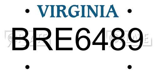 BRE6489 Virginia License Plate