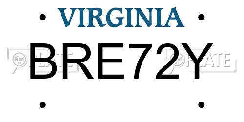 BRE72Y Virginia License Plate