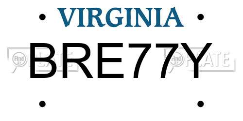 BRE77Y Virginia License Plate