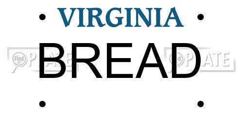 BREAD Virginia License Plate