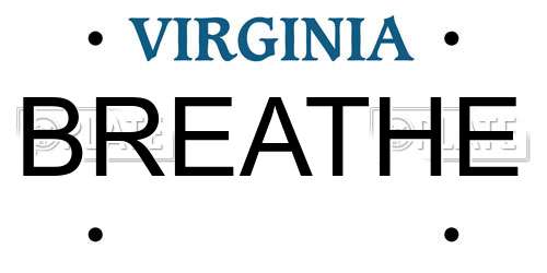 BREATHE Virginia License Plate
