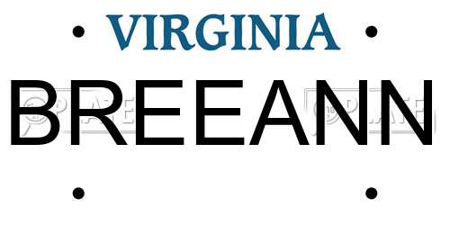 BREEANN Virginia License Plate