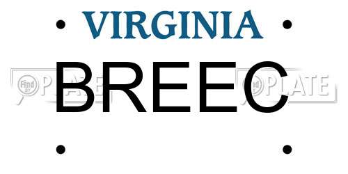 BREEC Virginia License Plate