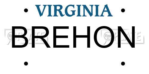 BREHON Virginia License Plate