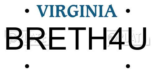 BRETH4U Virginia License Plate