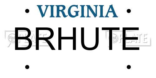 BRHUTE Virginia License Plate