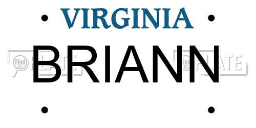BRIANN Virginia License Plate