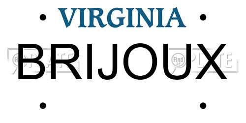 BRIJOUX Virginia License Plate