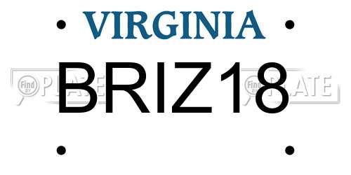 BRIZ18 Virginia License Plate