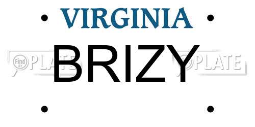 BRIZY Virginia License Plate