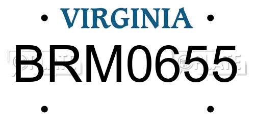 BRM0655 Virginia License Plate