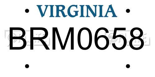 BRM0658 Virginia License Plate
