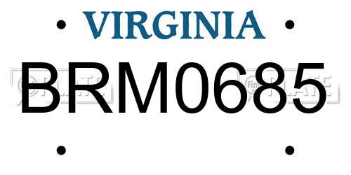 BRM0685 Virginia License Plate