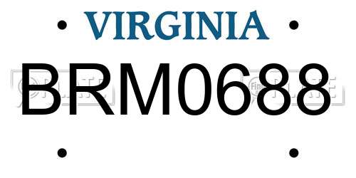 BRM0688 Virginia License Plate