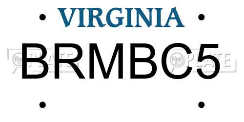 BRMBC5 Virginia License Plate