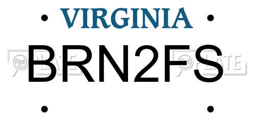 BRN2FS Virginia License Plate