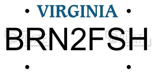 BRN2FSH Virginia License Plate