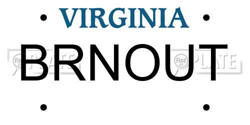 BRNOUT Virginia License Plate