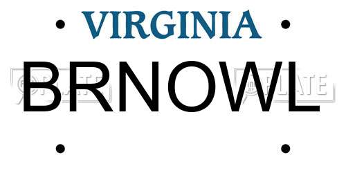 BRNOWL Virginia License Plate