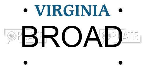 BROAD Virginia License Plate