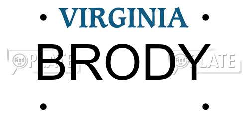 BRODY Virginia License Plate