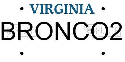 BRONCO2 Virginia License Plate