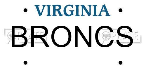 BRONCS Virginia License Plate