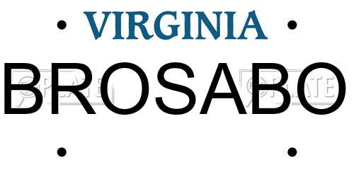 BROSABO Virginia License Plate