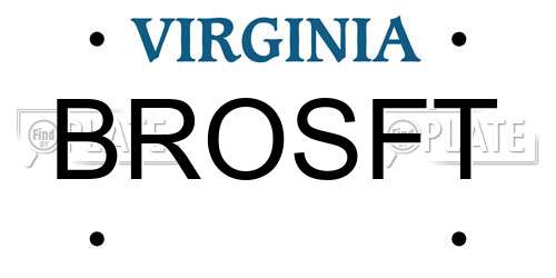 BROSFT Virginia License Plate